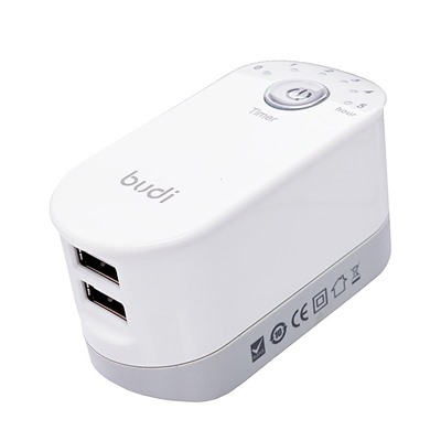 Адаптер Сетевой budi M8J030E (повр. уп.) 2USB 2,4A/10W (white)
