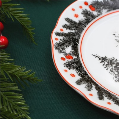 Тарелка плоская новогодняя «Снеговик», d=19 см