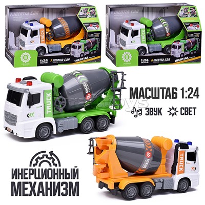 Машина "Бетономешалка" на батарейках, в коробке