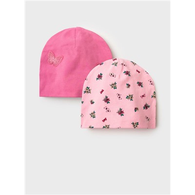 Шапка детская трикотажная для девочек, 2 шт в комплекте