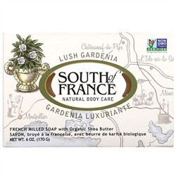 South of France, Lush Gardenia, French Milled Soap with Organic Shea Butter, 6 oz (170 g)