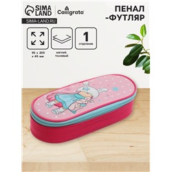 Пенал школьный, футляр, текстиль, 9.5×20.5×4.5 см «Девочка»