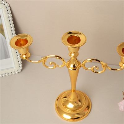 Подсвечник на 3 свечи 25 см золото / 6303G /уп 30/