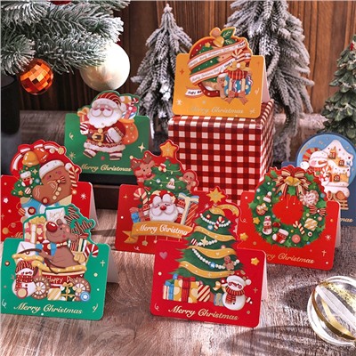 Набор новогодних складных настольных открыток 8 штук