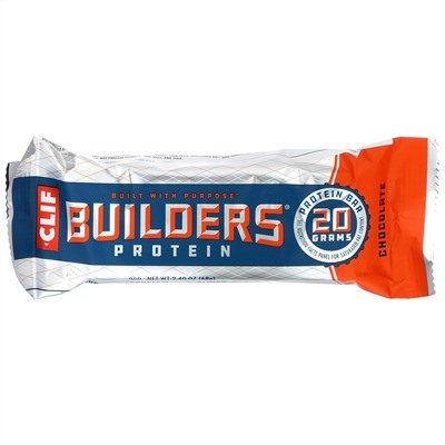 Clif Bar, Builder's, протеиновый батончик, шоколад, 12 батончиков по 68 г (2,40 унции)