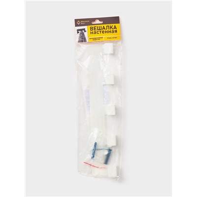 Вешалка настенная, 5 крючков, белая