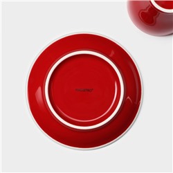 Кофейная пара Magistro Coffee time, чашка 180 мл, блюдце d=14.5 см, фарфор, красная