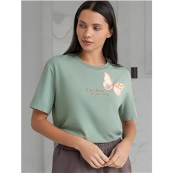 Футболка с принтом свободная эластичная из премиального хлопка