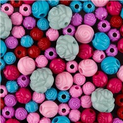 Набор бусин для рукоделия 50 г "Ассорти" DFM-50 №03 розочки Hobbius