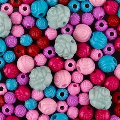 Набор бусин для рукоделия 50 г "Ассорти" DFM-50 №03 розочки Hobbius