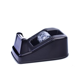 Диспенсер для канцелярской клейкой ленты пластиковый, настольный, размер 10,5x6x4,5 см, для ленты шириной до 18 мм, черный