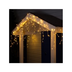 Гирлянда «Бахрома» 4×0.6 м, IP44, прозрачная нить, 180 LED, свечение тёплое белое, 8 режимов, 220 В