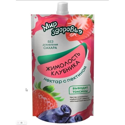 Жимолостно-Клубничный нектар восстановленный обогащенный пектином / Без сахара /300 мл/ Мир Здоровья