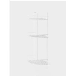 Полка для ванной угловая 3-ярусная, 23×23×58.5 см, белая