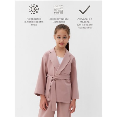 Комплект для девочки (жакет и брюки) MINAKU: PartyDress, пыльно-розовый, рост 128 см