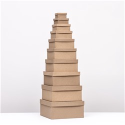 Набор коробок квадратных 10 в 1 крафт,24.5×24.5×11.5 - 6.5×6.5×4 см,