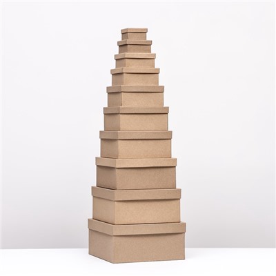 Набор коробок квадратных 10 в 1 крафт,24.5×24.5×11.5 - 6.5×6.5×4 см,