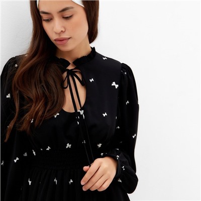 Платье мини женское с завязками MIST, размер 50, чёрное