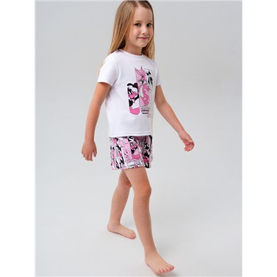 Комплект трикотажный для девочек: фуфайка (футболка), шорты