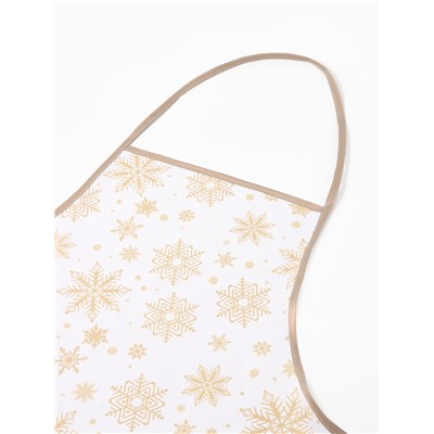 Кухонный набор «Доляна. Снежинки»: прихватка 17×17 см, варежка 26×16 см, фартук 70×80 см, золотой, 100% п/э