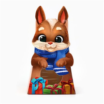 Коробка новогодняя складная с окном «Зайчик», 9×16.5×6 см