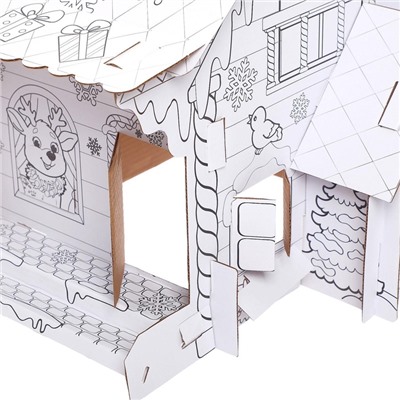 Домик-раскраска 3 в 1 «В гостях у Дедушки Мороза», 5 фломастеров, 6 деталей