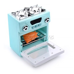 Бытовая техника "Кухонная плита" с набором посуды и продуктов, бирюзовый, (свет, звук) в коробке