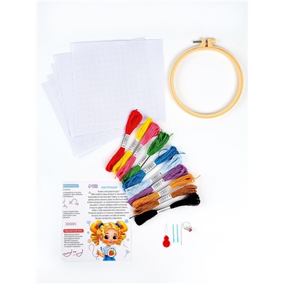 Вышивка крестиком с пяльцами для детей «Юная мастерица», набор для творчества