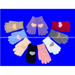 Перчатки подростковые для девочек с начесом «Сердечко» арт. 0832