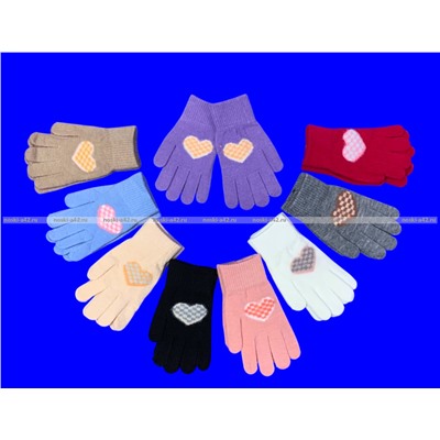 Перчатки подростковые для девочек с начесом «Сердечко» арт. 0832
