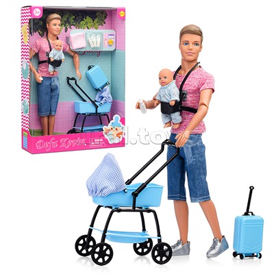 Кукла "Молодой папа" с малышом и аксессуарами, в коробке