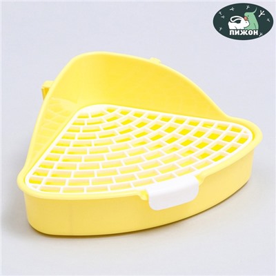 Туалет для кроликов и хорьков «Пижон», 24×18×11 см, угловой, пластик, жёлтый