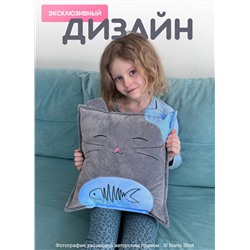Декоративная Подушка Кот 35х35, серая
