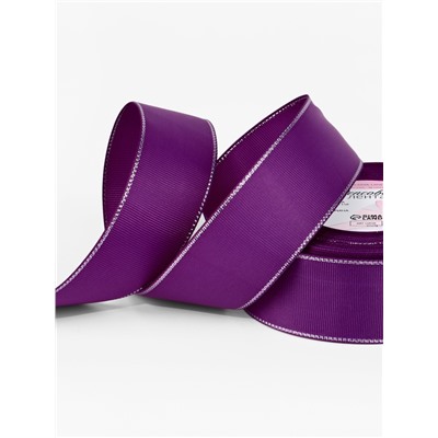 Лента репсовая, с серебряным люрексом, 40 мм, 23±1 м, фиолетовая №046