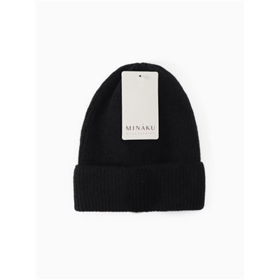 Шапка с подворотом женская MINAKU, размер 54-56, чёрная