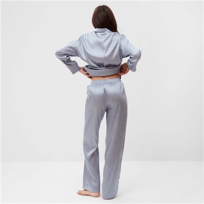 Пижама женская (рубашка, брюки) KAFTAN «Леопард», голубая, размер 48-50