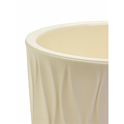 Кашпо для цветов Desert, 2.3 л, d=15.7 см, h=15.2 см, пластиковое, со вставкой, белое