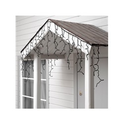 Гирлянда «Бахрома» 3×0.6 м, IP65, УМС, тёмная нить каучук, 108 LED, свечение белое, 220 В