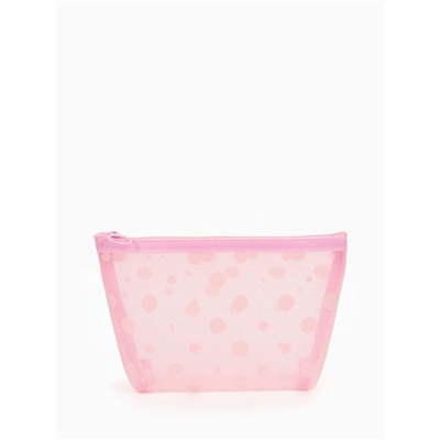 Косметичка DOTs, с рисунком, сетка, на молнии, розовая