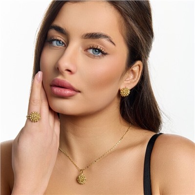 Комплект ювелирной бижутерии Итальянское золото (покрытие желтое 14к), серьги, кулон и кольцо 20 р, арт.217.518-20