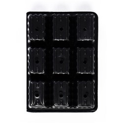 Кассета для рассады, 18×13.5×5.5 см, 9 ячеек, ячейка 100 мл, пластиковая, чёрная, набор 20 шт.