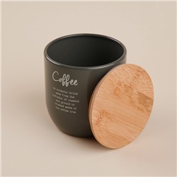 Банка для сахара SL Home, 12×12 см, цвет серый, с бамбуковой крышкой