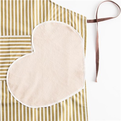 Фартук «Доляна», зелёный, в полоску, с карманами, 70×65 см