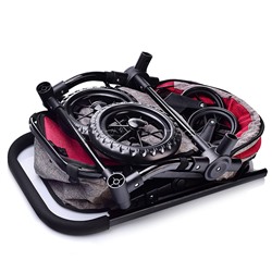 Коляска-трансформер для кукол, металлическая, с корзиной, цвет красно-серый