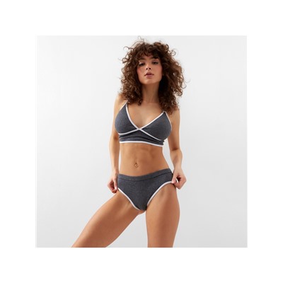 Комплект нижнего белья женский (топ, трусы) Collorista, тёмно-серый, размер 46-48