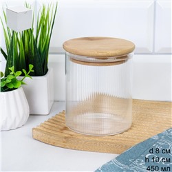 Банка круглая для сыпучих бамбуковая крышка d-65/150 мм Вертикаль 500 мл / 7177 /уп 120/
