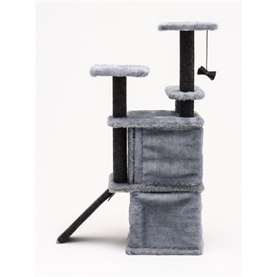 Домик для кошек с когтеточкой, 33×40×103 см, квадратный, ковролин, серый