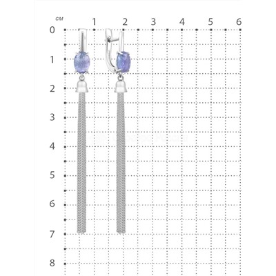 Колье из серебра с нат.танзанитом родированное 925 пробы Кц-2301-5рк464