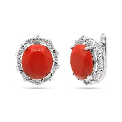 Серьги из серебра коралл, МЦВ970