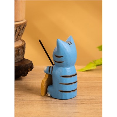 Сувенир «Кот с контрабасом», 4×5×8 см, дерево, МИКС